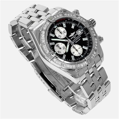 breitling chronomat black face|Breitling Chronomat diamond bezel.